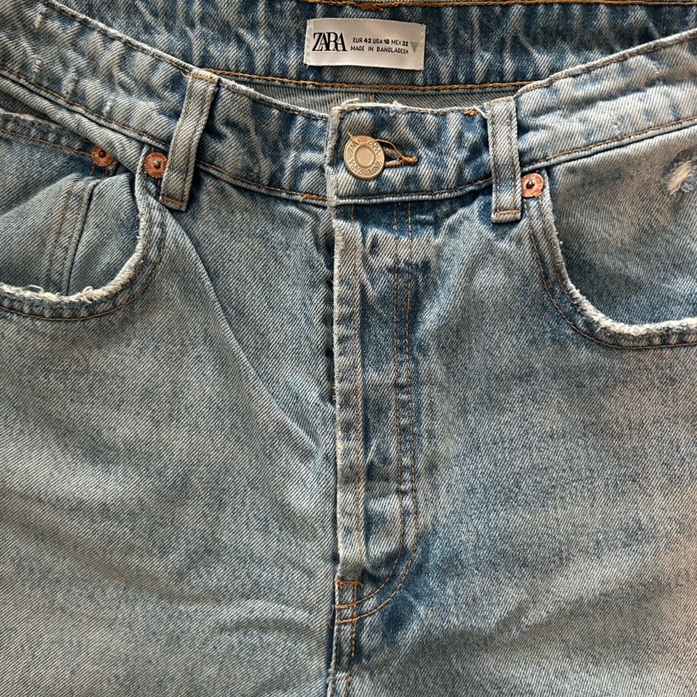 ZARA ankle crop wide leg jeans